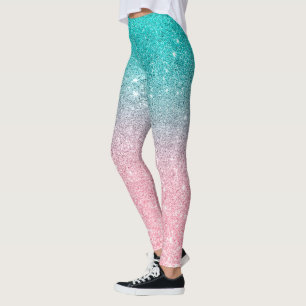 Leggings Textura turquesa a rosa oscura purpurina
