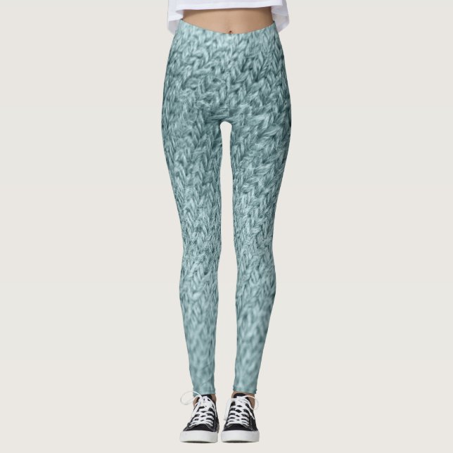 Leggings Textura verde de punto: fondo a la moda (Anverso)