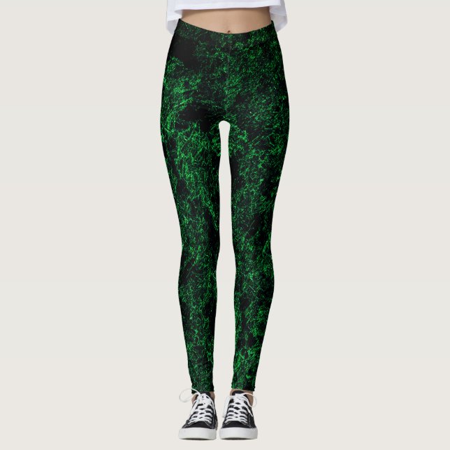 Leggings Textura verde oscuro, esponja destruida o corroída (Anverso)