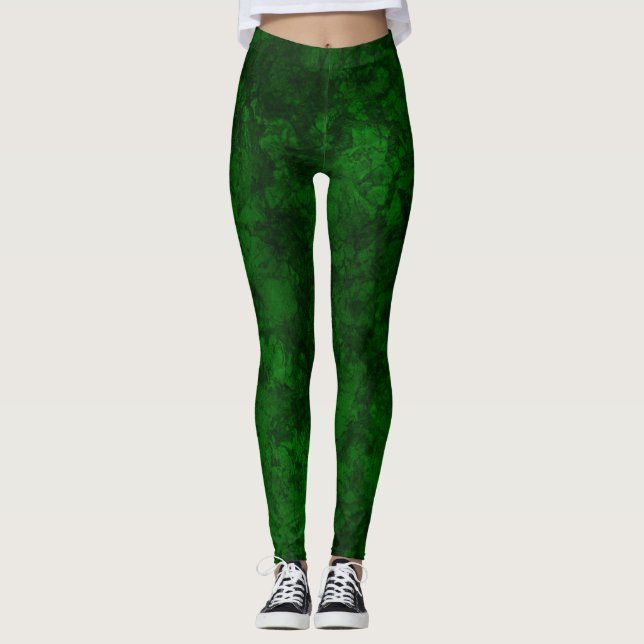 Leggings Textura verde oscuro textura de granito de mármol  (Anverso)