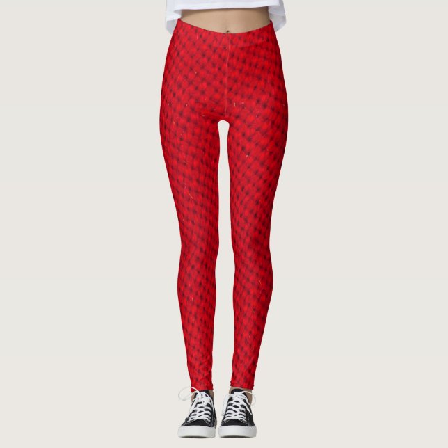 Leggings Textura vibrante de tela roja (Anverso)
