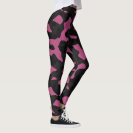 Leggings  Textured pink and black camo abstract