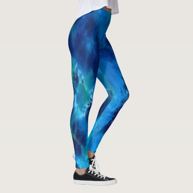 Leggings The Ocean Blues - El arte popular teñido de boho (Derecha)