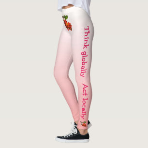 Leggings Think Globally Act Locally Red Hummingbird