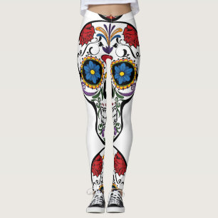 Leggings Thunder_Cove de arte de cráneo humano decorado con
