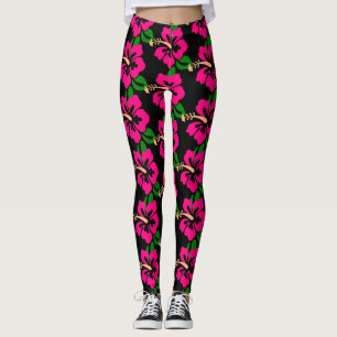 Leggings Thunder_Cove de flor rosada tropical hibiscus
