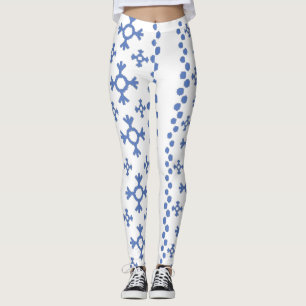 Leggings Thunder_Cove de patrón de copos de nieve azul cort