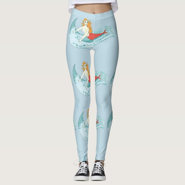 Leggings Thunder_Cove de sirena en oleada (Anverso)