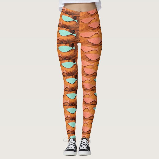 Leggings Thunder_Cove de tres patrones de peces (Anverso)