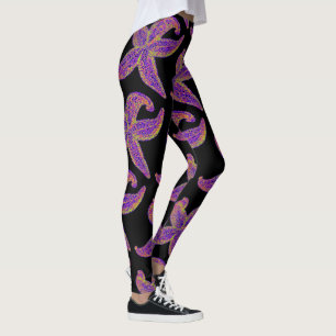 Leggings Thunder_Cove, pez estrella morado, negro