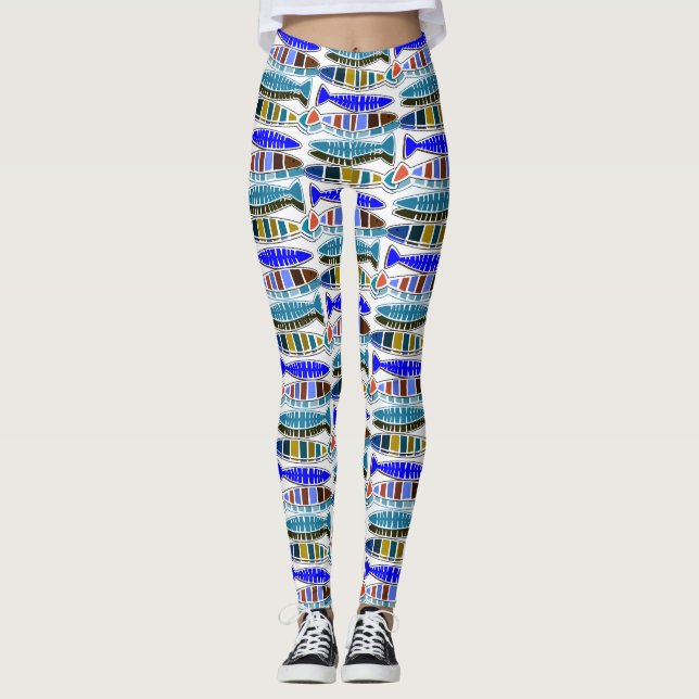 Leggings Thunder_Cove, pez rayado multicolor (Anverso)