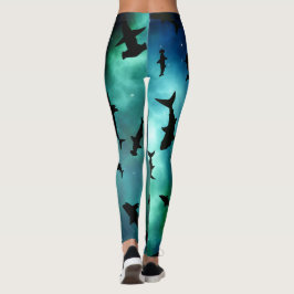 Leggings Tiburón de pez sombra ballena gradiente galaxia co