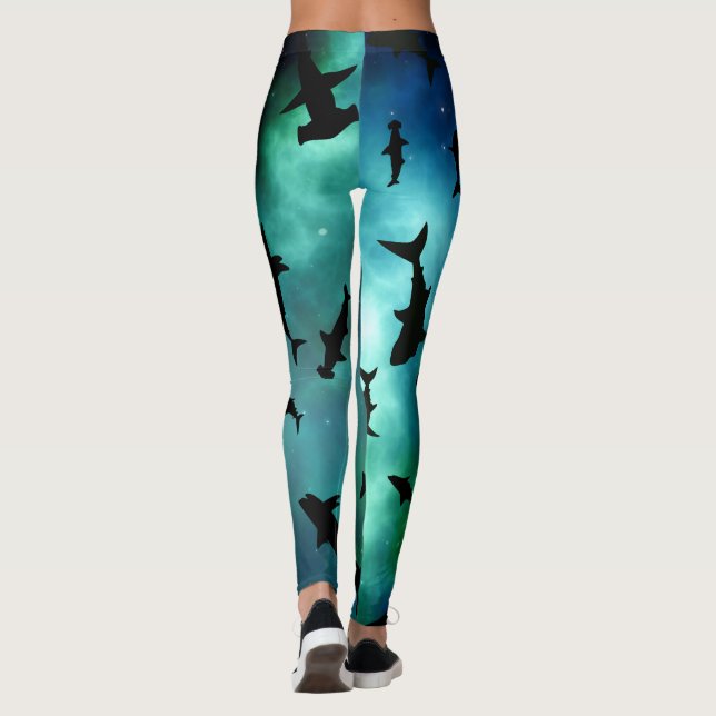 Leggings Tiburón de pez sombra ballena gradiente galaxia co (Reverso)