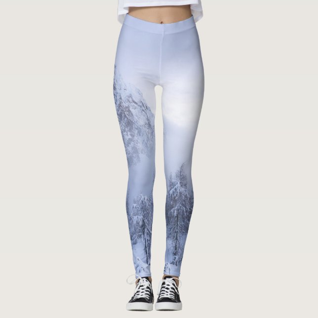 Leggings Tierras maravillosas del invierno, niebla, bosque  (Anverso)