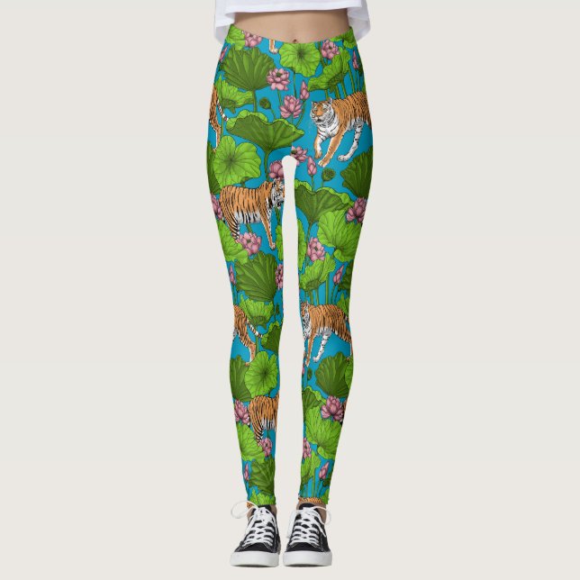 Leggings Tigers in the pink lotus pond (Anverso)