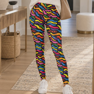 Leggings Tigre abstracto de franjas arcoíris