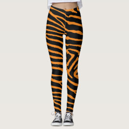 Leggings Tigre anaranjado de neón rayado