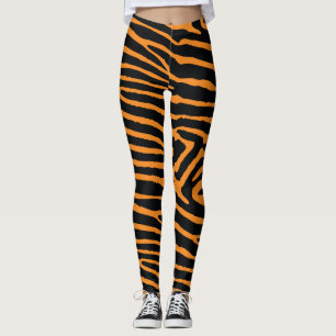Leggings Tigre anaranjado de neón rayado