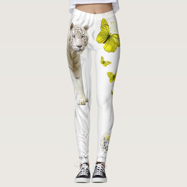 Leggings Tigre Blanco Mariposa Amarilla (Anverso)