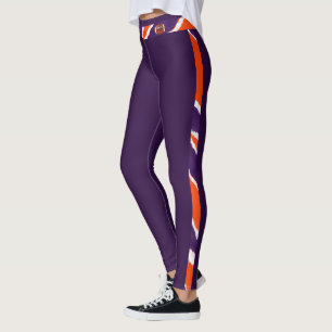 Leggings Tigre desnudo - Diseño de fútbol Naranja púrpura