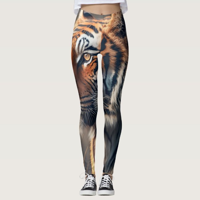 Leggings Tigre En Las Piernas De Impresión De La Naturaleza (Anverso)