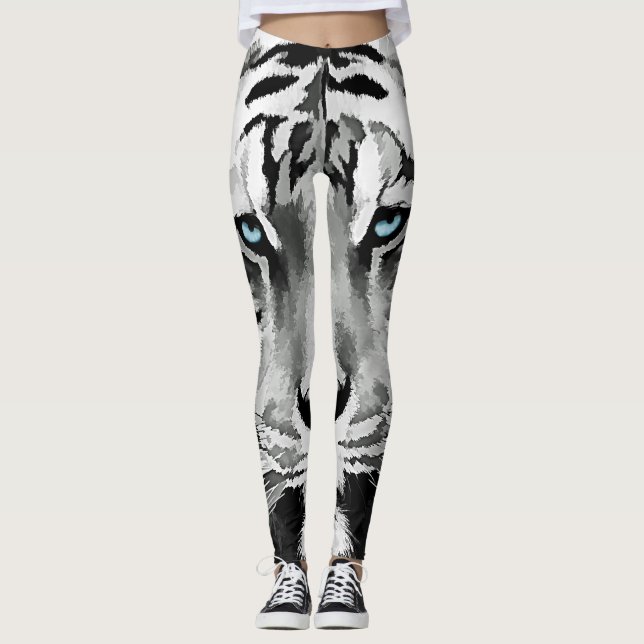 Leggings Tigre ojos negros y blancos azules (Anverso)