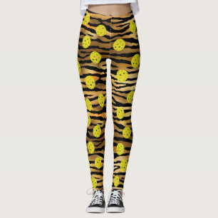 Leggings Tigre para imprimir bola amarilla dorada marrón