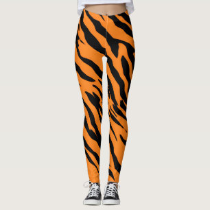 Leggings Tigre Stripe Naranja negro Patrón de piel de anima