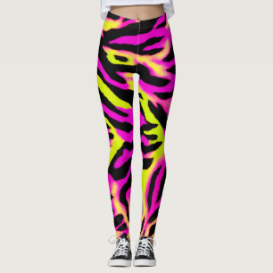 Leggings Tigre Stripe Naranja negro Patrón de piel de anima