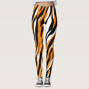 Leggings Tigre Stripe Naranja negro Patrón de piel de anima