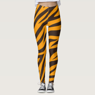 Leggings Tigre Stripe Naranja negro Patrón de piel de anima
