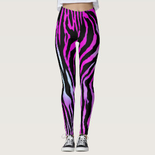 Leggings Tigre Stripe negro Pink Wild Patrón de piel animal