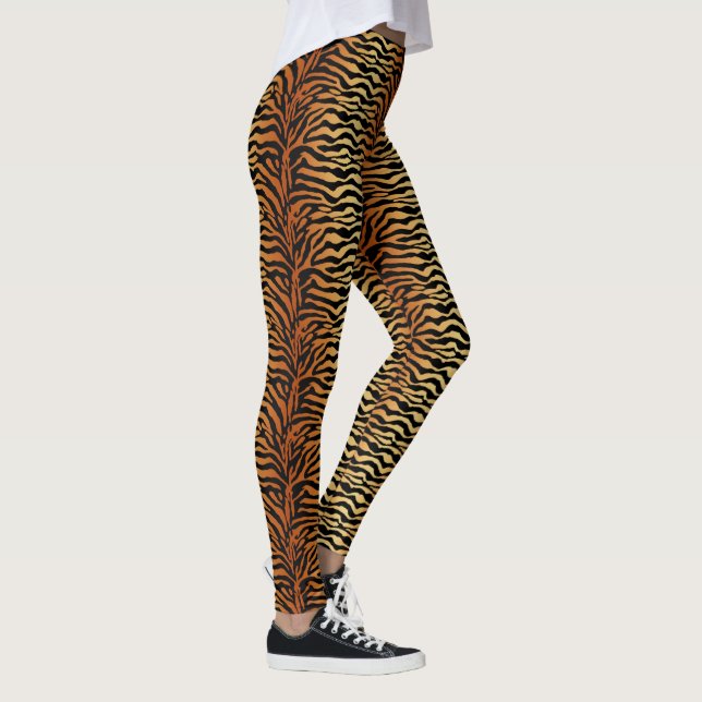 Leggings Tigre tira impresión animal, ámbar, negro y tan (Derecha)