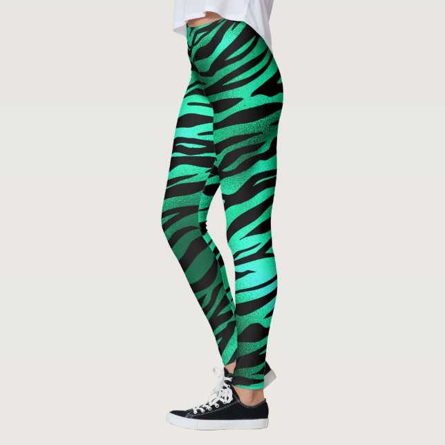 Leggings Tigre verde esmeralda negro tira animales salvajes (Izquierda)