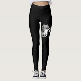 Leggings Tigre y dragón, Yin Yang, blanco y negro moderno