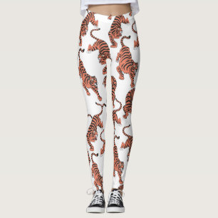 Leggings Tigres de época, patrón sin costuras dibujado a ma