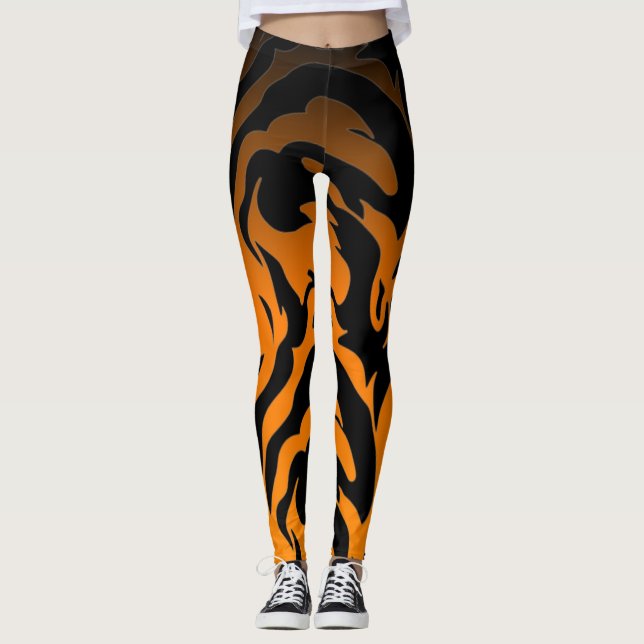 Leggings Tigres de tigre naranja y negro (Anverso)
