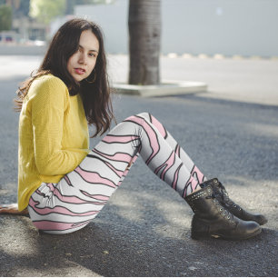 Leggings Tigres De Tigres De Animales Blancos Y Rosa