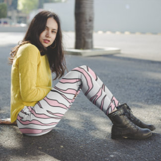 Leggings Tigres De Tigres De Animales Blancos Y Rosa