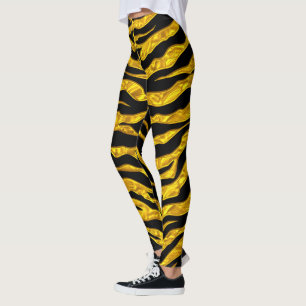 Leggings Tigres De Tigres De Animales De Oro Y Negro