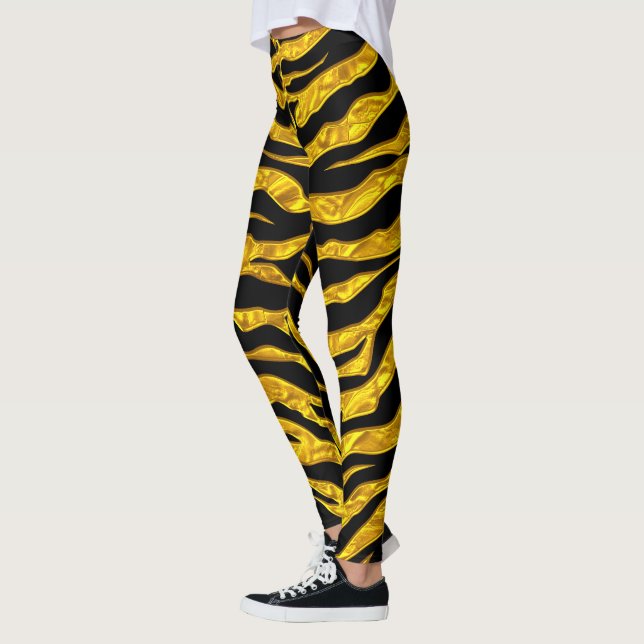 Leggings Tigres De Tigres De Animales De Oro Y Negro (Izquierda)
