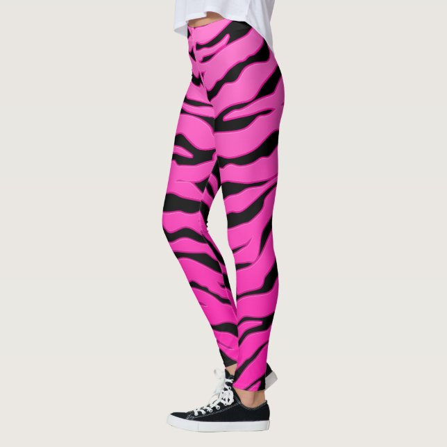 Leggings Tigres De Tigres De Animales Rosados Y Negros (Izquierda)
