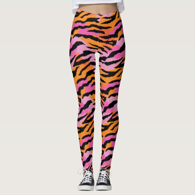 Leggings Tigres de tigres de impresión animal vibrante Girl (Anverso)