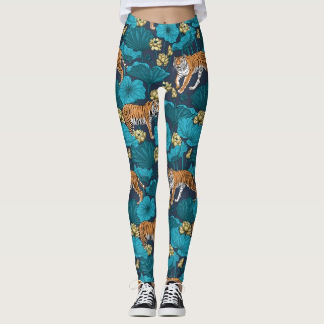 Leggings Tigres en el estanque amarillo de loto (Anverso)