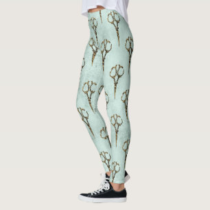Leggings Tijeras Doradas Antiguas Peluquera Vintage Corte d