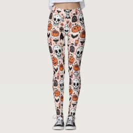 Leggings Tile tema de Halloween rosado fantasmagórico