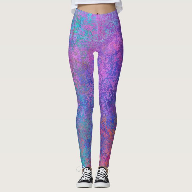 Leggings Tinta de alcohol arcoiris, resplandeciente resumen (Anverso)