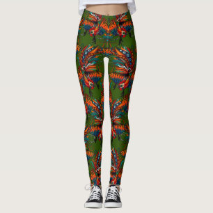 Leggings tinta verde de gallo