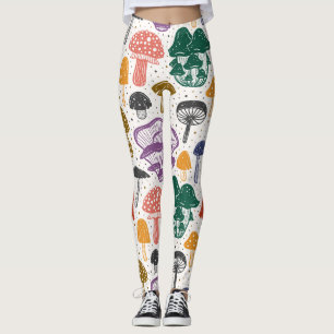 Leggings Tinta vintage de hongos del bosque Textura