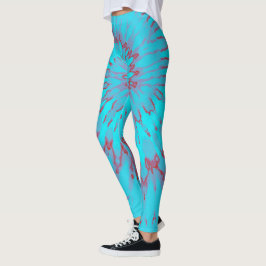 Leggings Tinte espiral rojo y turquesa